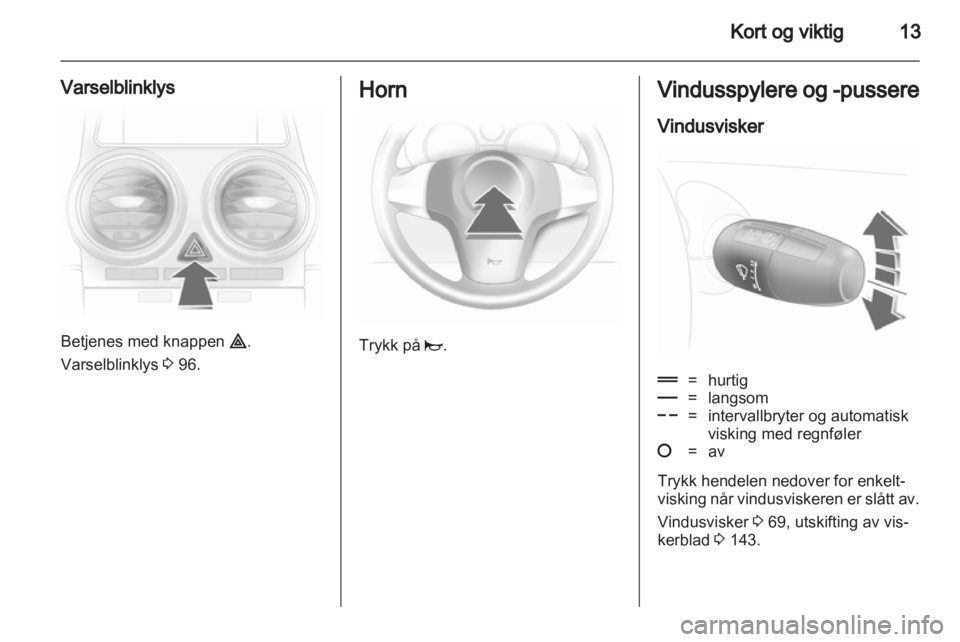 OPEL CORSA 2012  Instruksjonsbok 