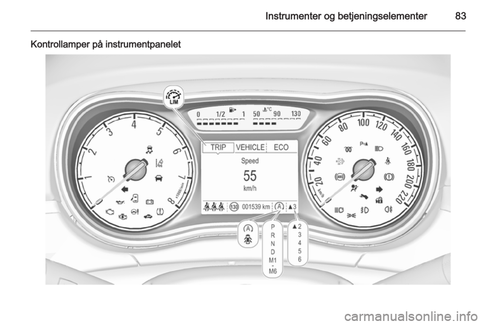 OPEL CORSA 2015 Instruksjonsbok Instrumenter og betjeningselementer83
Kontrollamper på instrumentpanelet OPEL CORSA 2015 Instruksjonsbok Instrumenter og betjeningselementer83
Kontrollamper på instrumentpanelet
