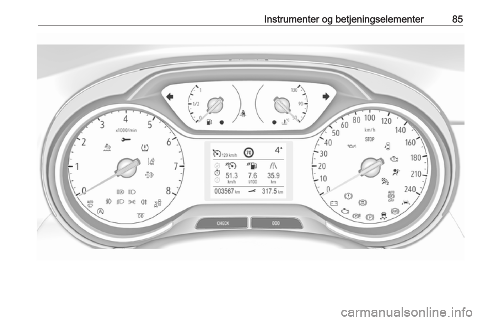 OPEL GRANDLAND X 2018.5  Instruksjonsbok Instrumenter og betjeningselementer85 