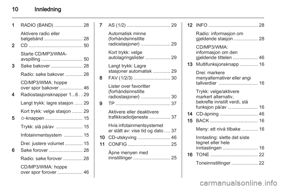 OPEL MERIVA 2012  Brukerhåndbok for infotainmentsystem 