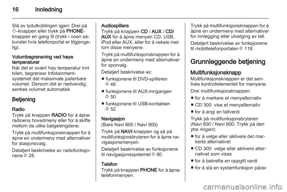 OPEL MERIVA 2013.5  Brukerhåndbok for infotainmentsystem 