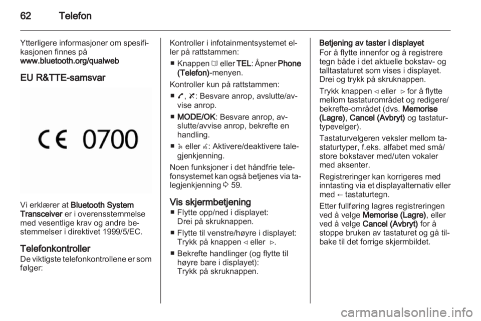 OPEL VIVARO 2012 Brukerhåndbok for infotainmentsystem OPEL VIVARO 2012 Brukerhåndbok for infotainmentsystem