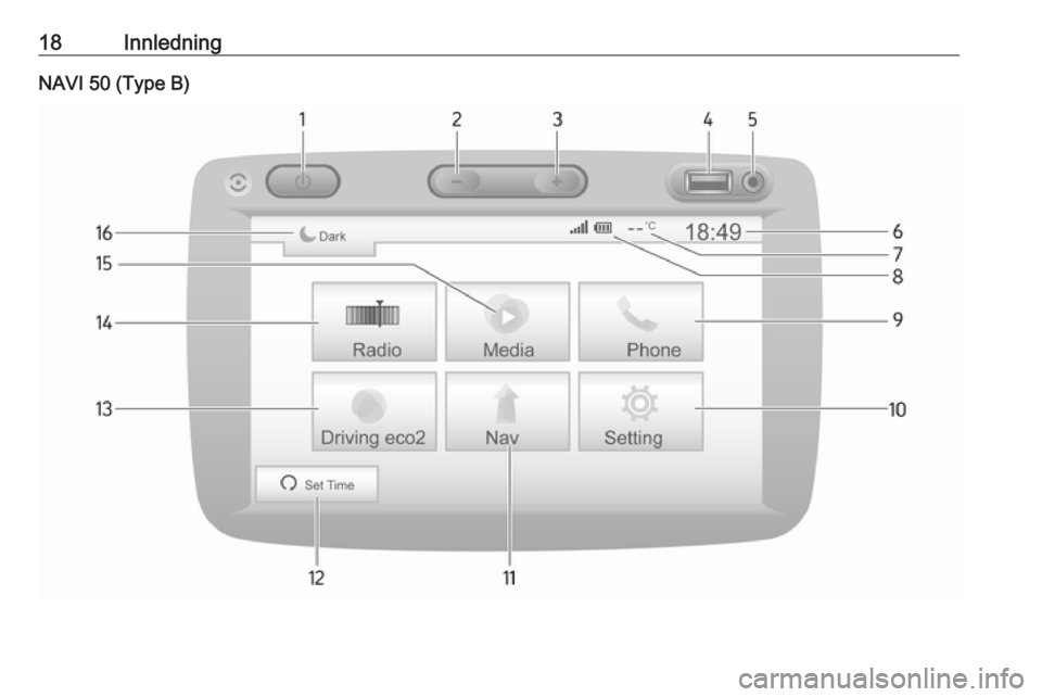 OPEL MOVANO_B 2016  Brukerhåndbok for infotainmentsystem 18InnledningNAVI 50 (Type B) 