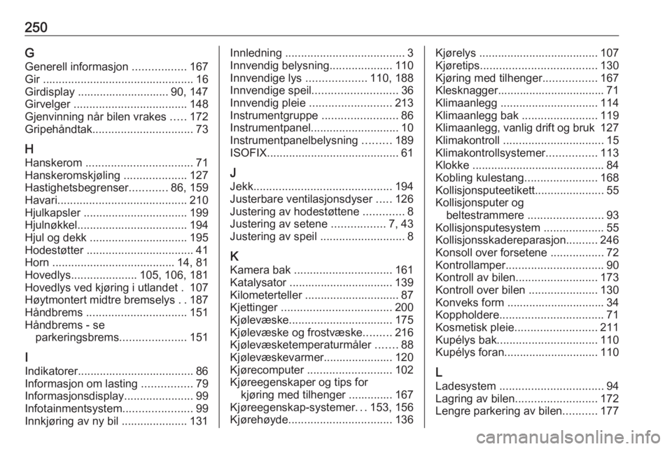 OPEL MOVANO_B 2018 Instruksjonsbok 250GGenerell informasjon .................167
Gir ................................................ 16
Girdisplay ............................. 90, 147
Girvelger .................................... OPEL MOVANO_B 2018 Instruksjonsbok 250GGenerell informasjon .................167
Gir ................................................ 16
Girdisplay ............................. 90, 147
Girvelger ....................................