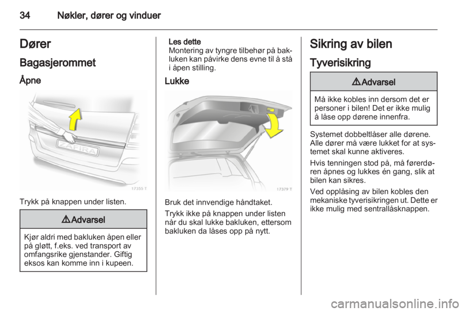 OPEL ZAFIRA 2011  Instruksjonsbok 