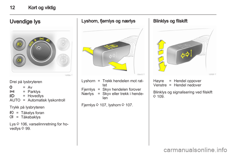 OPEL ZAFIRA 2012  Instruksjonsbok 