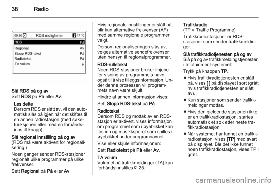 OPEL ZAFIRA C 2013.5  Brukerhåndbok for infotainmentsystem 