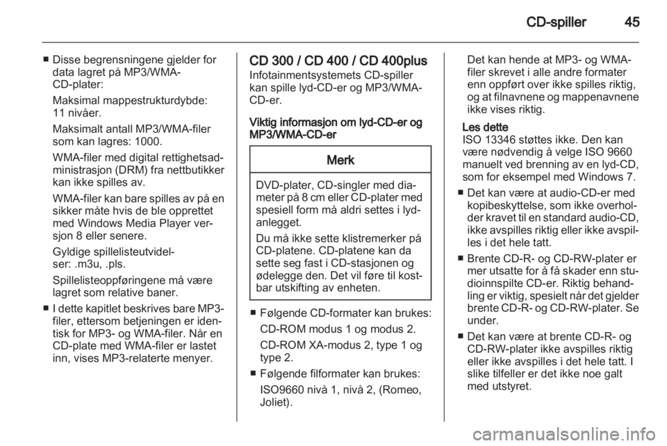 OPEL ZAFIRA C 2013.5  Brukerhåndbok for infotainmentsystem 