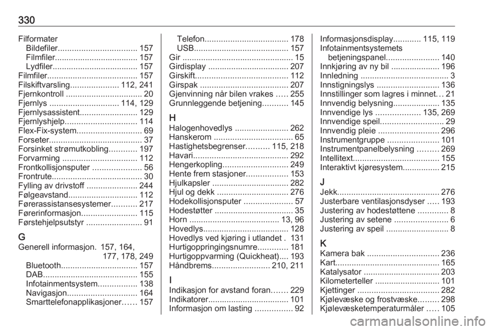 OPEL ZAFIRA C 2018.5 Instruksjonsbok 330FilformaterBildefiler .................................. 157
Filmfiler.................................... 157
Lydfiler..................................... 157
Filmfiler .......................... OPEL ZAFIRA C 2018.5 Instruksjonsbok 330FilformaterBildefiler .................................. 157
Filmfiler.................................... 157
Lydfiler..................................... 157
Filmfiler ..........................