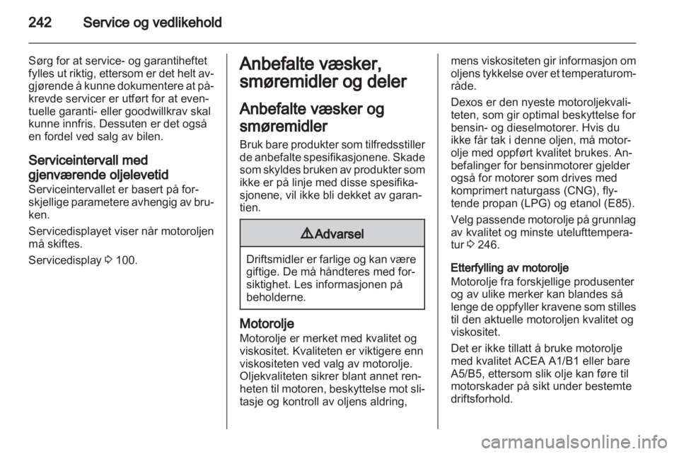 OPEL ZAFIRA TOURER 2012  Instruksjonsbok 