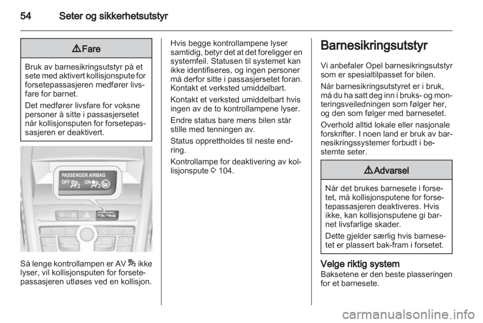 OPEL ZAFIRA TOURER 2012 Instruksjonsbok OPEL ZAFIRA TOURER 2012 Instruksjonsbok