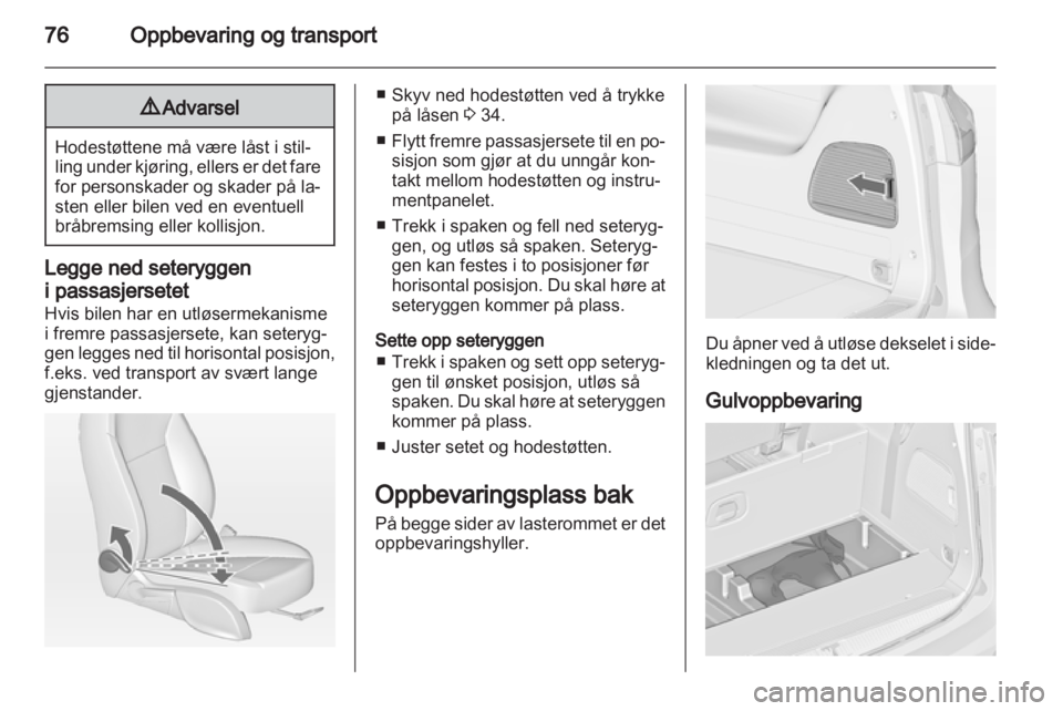 OPEL ZAFIRA TOURER 2012  Instruksjonsbok 