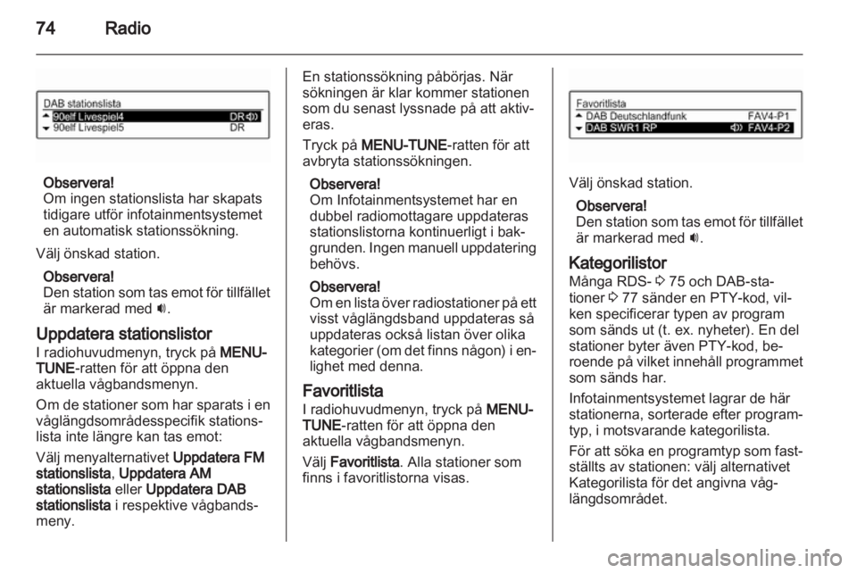 OPEL ADAM 2013 Handbok för infotainmentsystem OPEL ADAM 2013 Handbok för infotainmentsystem