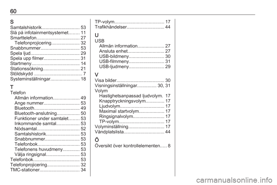 OPEL ADAM 2017.5 Handbok för infotainmentsystem 60SSamtalshistorik ............................. 53
Slå på infotainmentsystemet ........11
Smarttelefon ................................. 27
Telefonprojicering...................... 32
Snabbnummer . OPEL ADAM 2017.5 Handbok för infotainmentsystem 60SSamtalshistorik ............................. 53
Slå på infotainmentsystemet ........11
Smarttelefon ................................. 27
Telefonprojicering...................... 32
Snabbnummer .