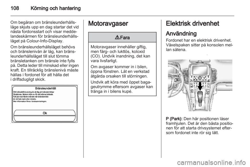 OPEL AMPERA 2012 Instruktionsbok OPEL AMPERA 2012 Instruktionsbok
