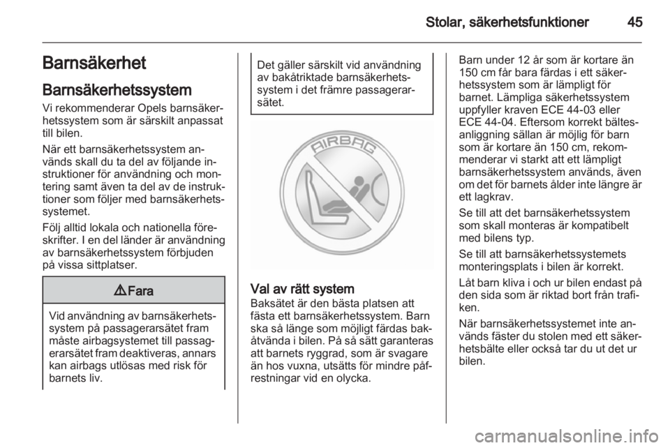 OPEL AMPERA 2012.5 Instruktionsbok OPEL AMPERA 2012.5 Instruktionsbok