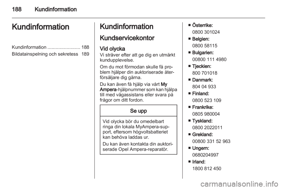 OPEL AMPERA 2013  Instruktionsbok 