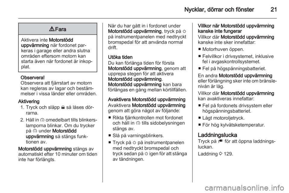 OPEL AMPERA 2013  Instruktionsbok 