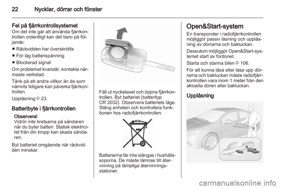 OPEL AMPERA 2013  Instruktionsbok 