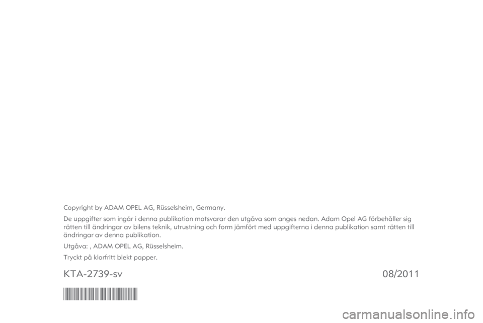 OPEL ANTARA 2012 Handbok för infotainmentsystem OPEL ANTARA 2012 Handbok för infotainmentsystem