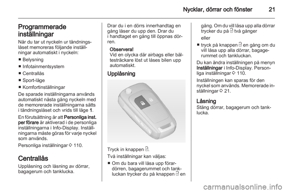 OPEL ASTRA J 2011  Instruktionsbok 