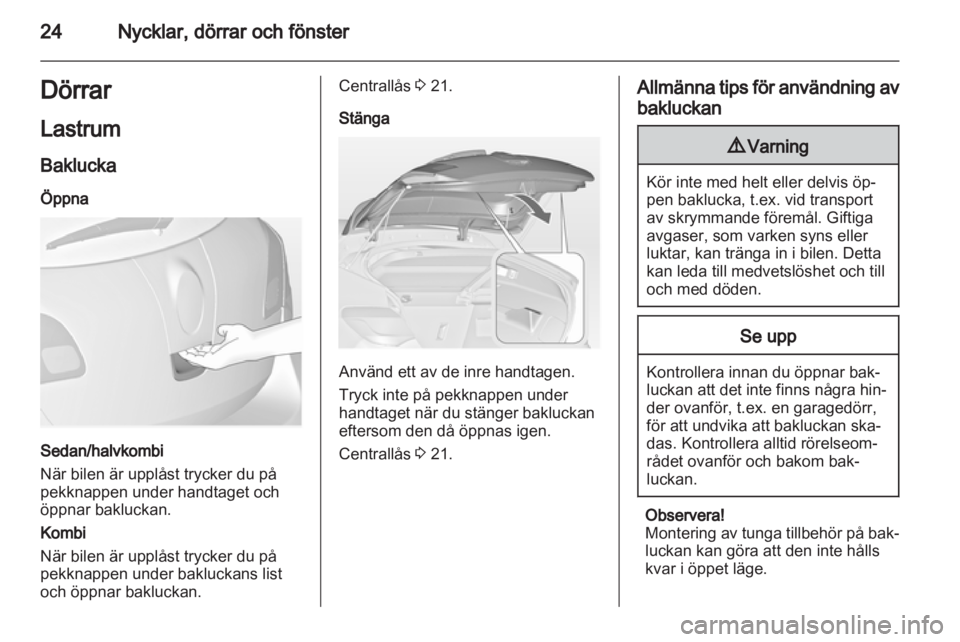 OPEL ASTRA J 2011  Instruktionsbok 