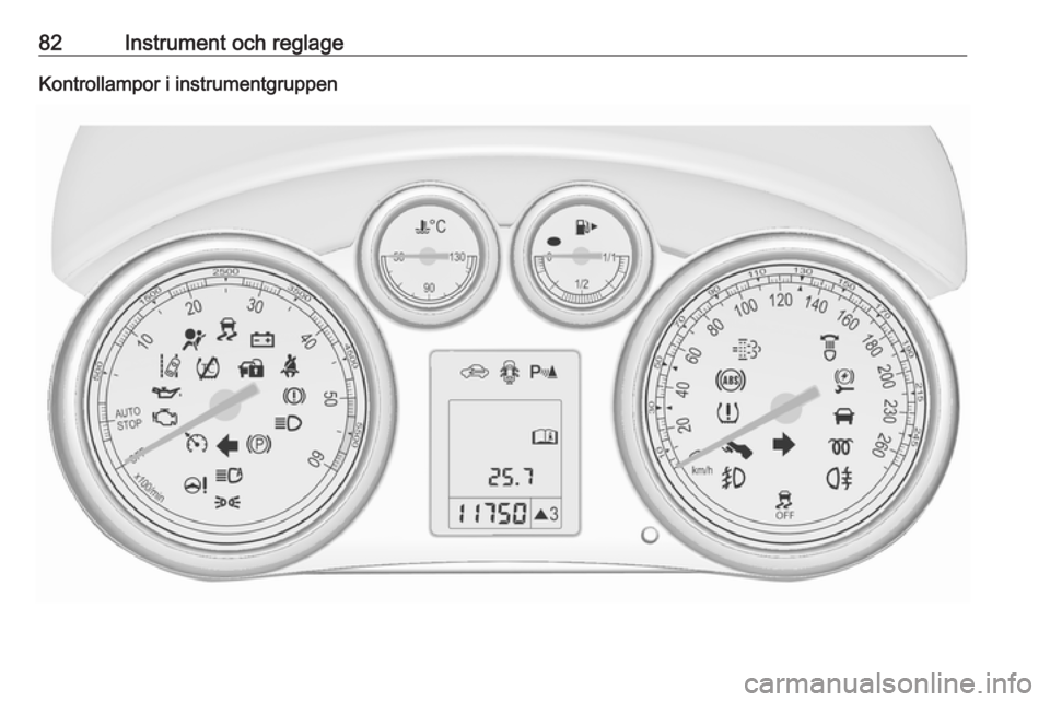 OPEL ASTRA J 2018 Instruktionsbok 82Instrument och reglageKontrollampor i instrumentgruppen OPEL ASTRA J 2018 Instruktionsbok 82Instrument och reglageKontrollampor i instrumentgruppen