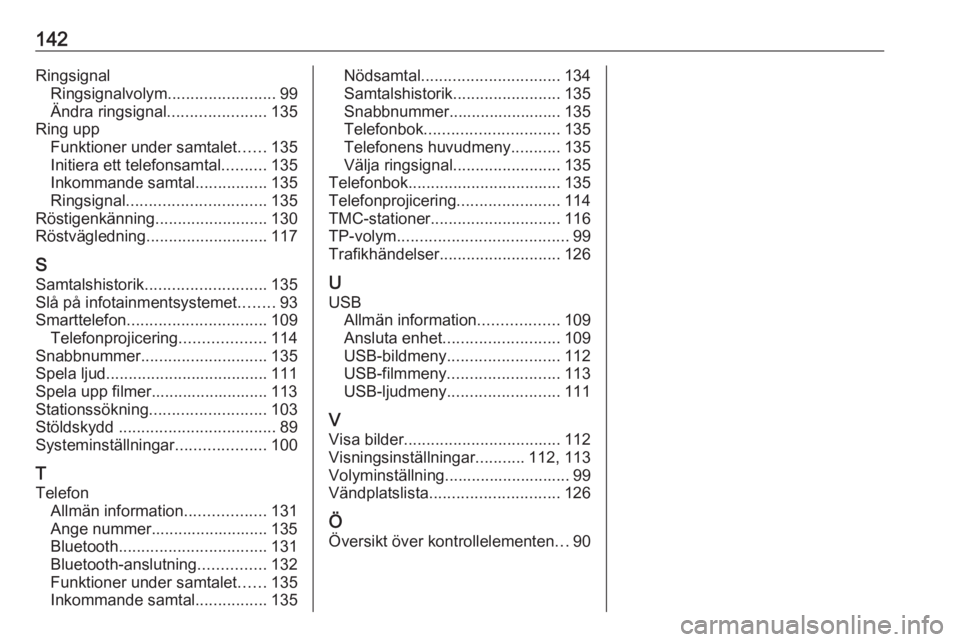 OPEL ASTRA K 2018.5 Handbok för infotainmentsystem 142RingsignalRingsignalvolym ........................99
Ändra ringsignal ......................135
Ring upp Funktioner under samtalet ......135
Initiera ett telefonsamtal ..........135
Inkommande sam OPEL ASTRA K 2018.5 Handbok för infotainmentsystem 142RingsignalRingsignalvolym ........................99
Ändra ringsignal ......................135
Ring upp Funktioner under samtalet ......135
Initiera ett telefonsamtal ..........135
Inkommande sam