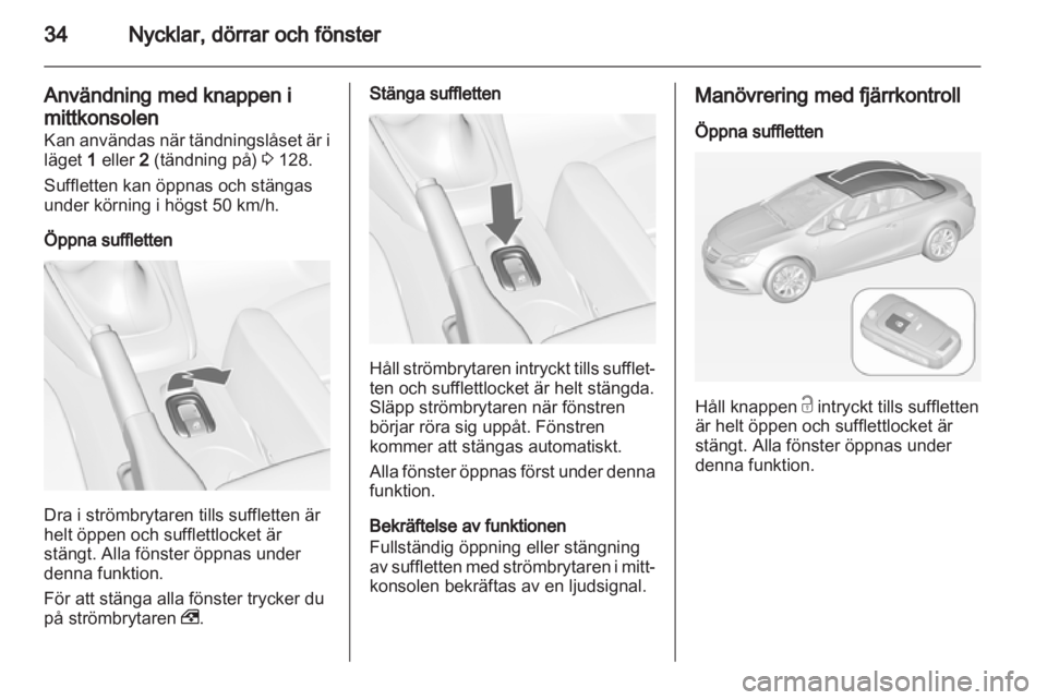 OPEL CASCADA 2013.5  Instruktionsbok 