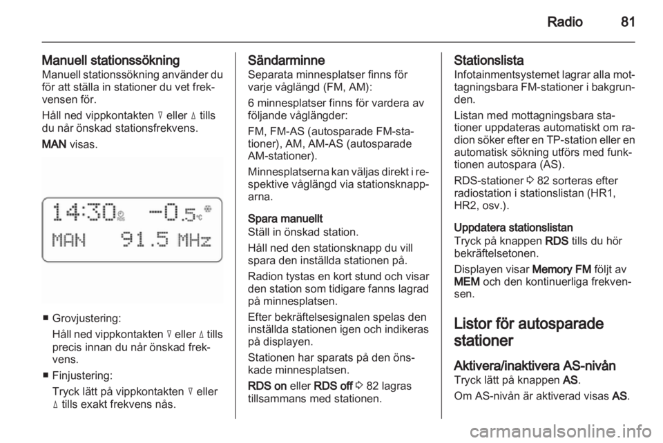 OPEL COMBO 2011 Handbok för infotainmentsystem OPEL COMBO 2011 Handbok för infotainmentsystem