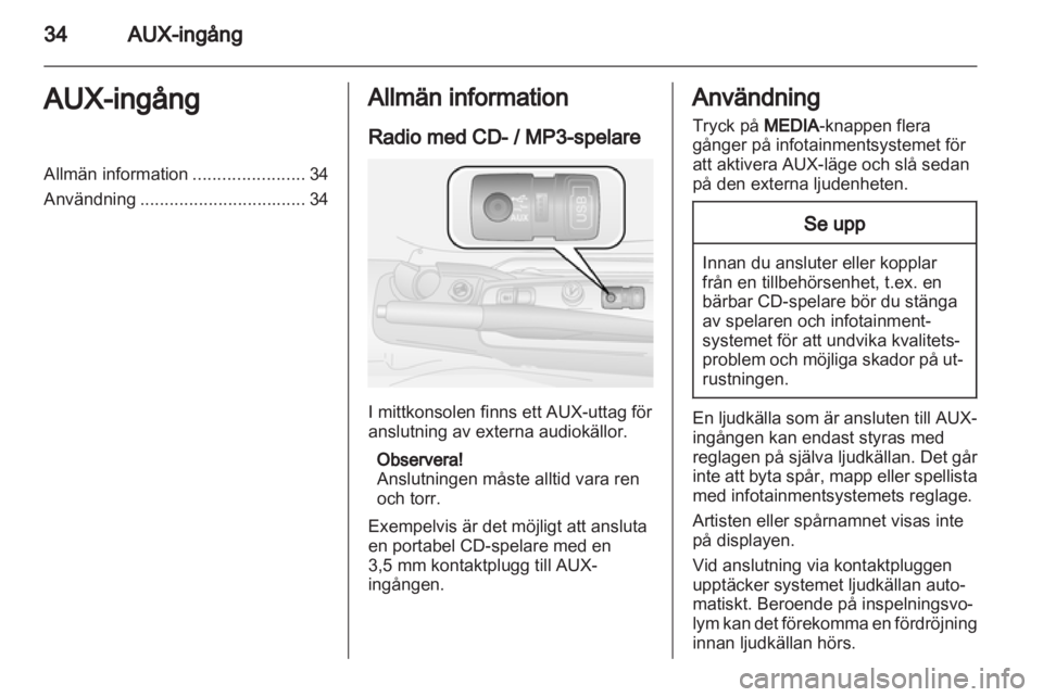 OPEL COMBO D 2013 Handbok för infotainmentsystem OPEL COMBO D 2013 Handbok för infotainmentsystem