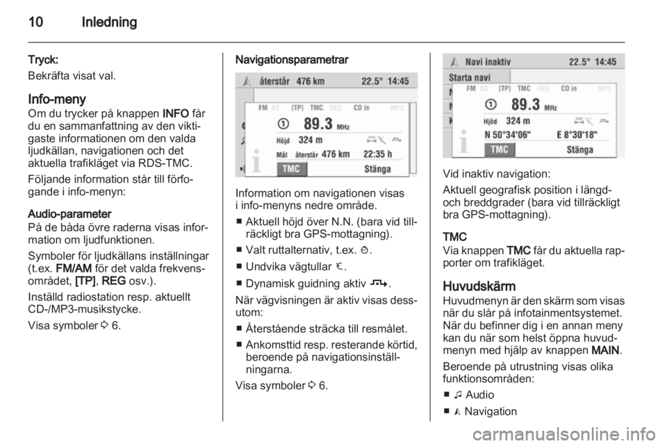 OPEL CORSA 2010.5 Handbok för infotainmentsystem OPEL CORSA 2010.5 Handbok för infotainmentsystem