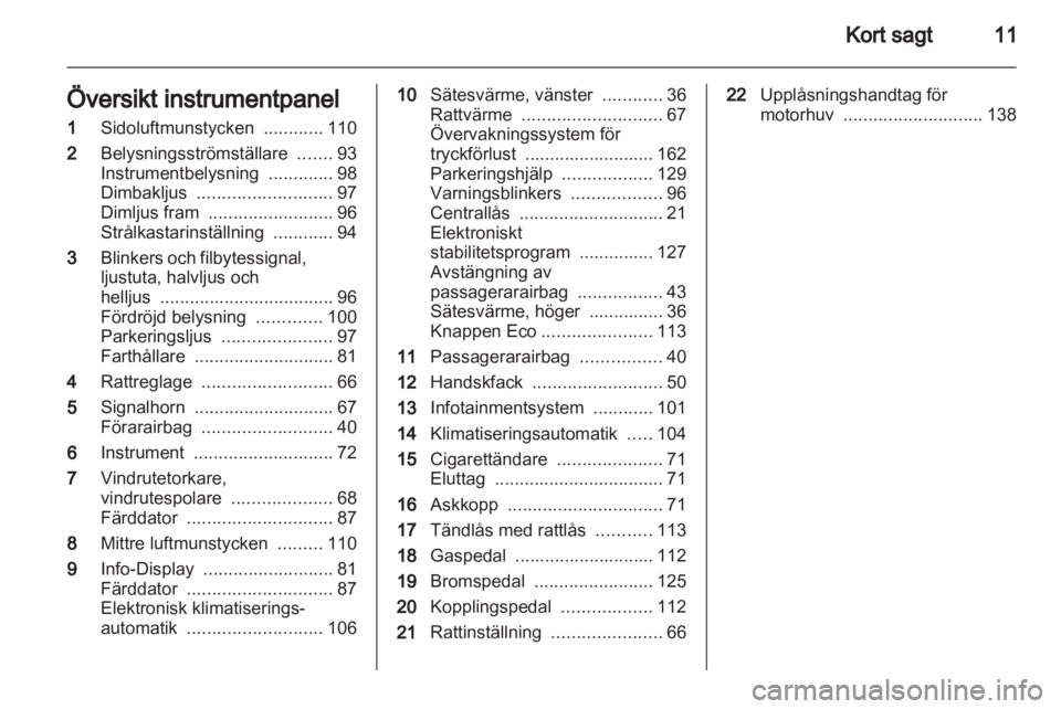 OPEL CORSA 2011  Instruktionsbok 