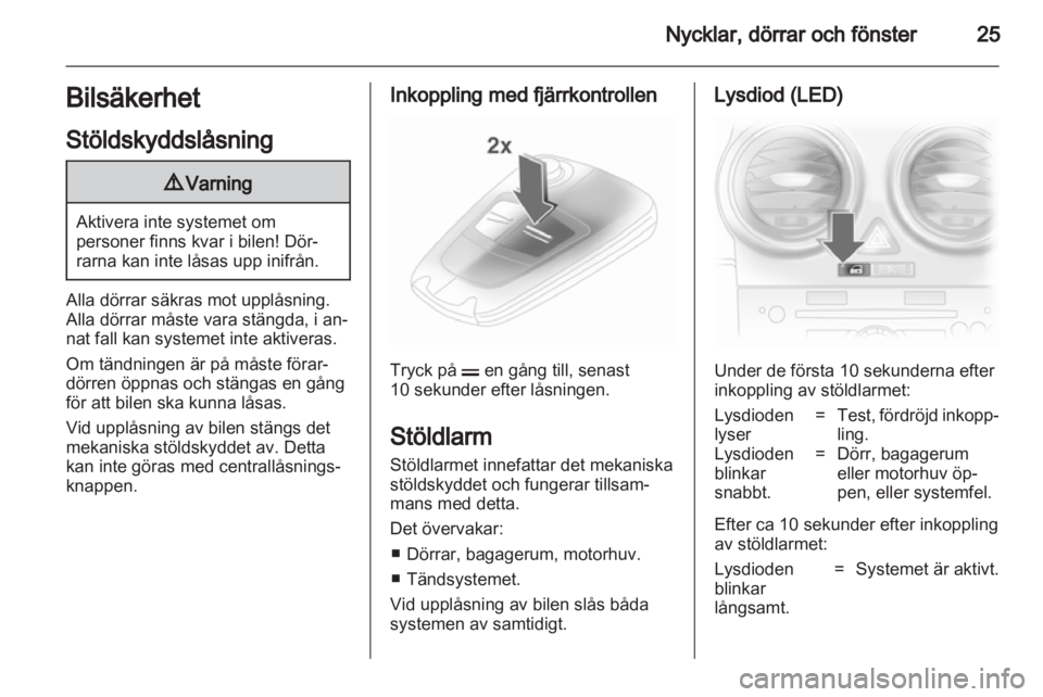 OPEL CORSA 2011  Instruktionsbok 