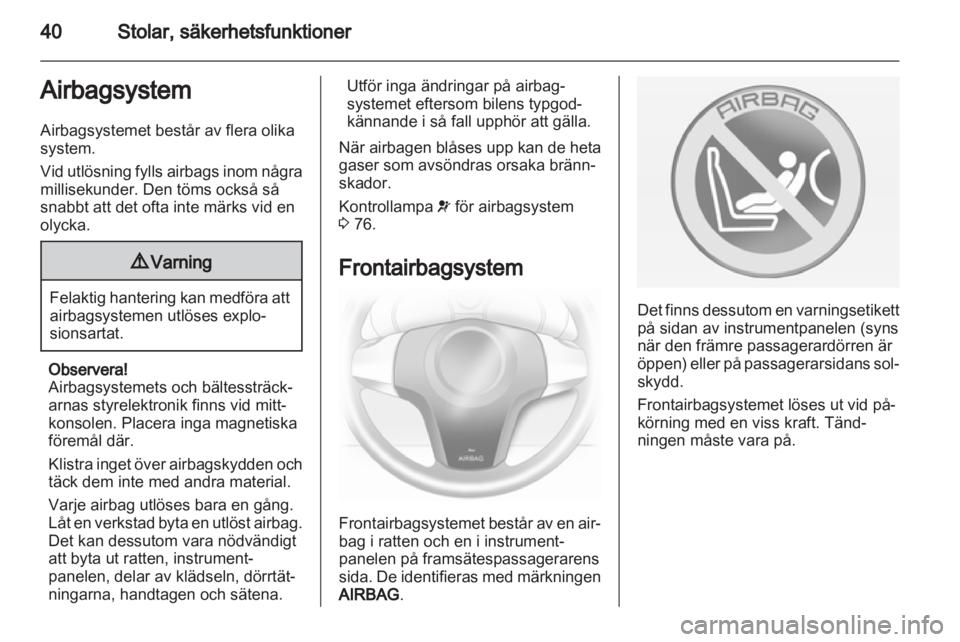 OPEL CORSA 2013.5 Instruktionsbok OPEL CORSA 2013.5 Instruktionsbok