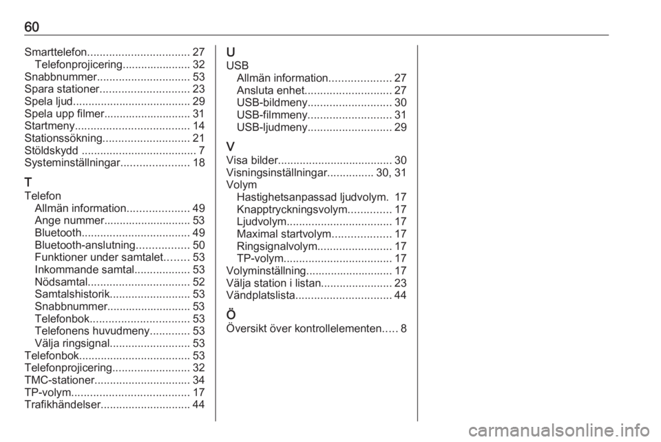 OPEL CORSA E 2018 Handbok för infotainmentsystem 60Smarttelefon................................. 27
Telefonprojicering...................... 32
Snabbnummer .............................. 53
Spara stationer ............................. 23
Spela ljud OPEL CORSA E 2018 Handbok för infotainmentsystem 60Smarttelefon................................. 27
Telefonprojicering...................... 32
Snabbnummer .............................. 53
Spara stationer ............................. 23
Spela ljud