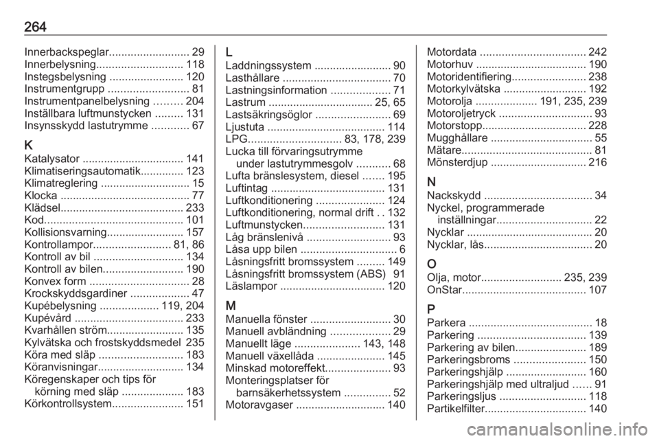 OPEL CORSA E 2018 Instruktionsbok 264Innerbackspeglar..........................29
Innerbelysning ............................ 118
Instegsbelysning ........................120
Instrumentgrupp .......................... 81
Instrumentp OPEL CORSA E 2018 Instruktionsbok 264Innerbackspeglar..........................29
Innerbelysning ............................ 118
Instegsbelysning ........................120
Instrumentgrupp .......................... 81
Instrumentp