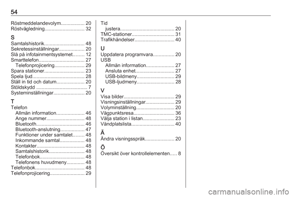 OPEL CORSA F 2020 Handbok för infotainmentsystem 54Röstmeddelandevolym.................20
Röstvägledning ............................. 32
S Samtalshistorik ............................. 48
Sekretessinställningar ..................20
Slå på inf OPEL CORSA F 2020 Handbok för infotainmentsystem 54Röstmeddelandevolym.................20
Röstvägledning ............................. 32
S Samtalshistorik ............................. 48
Sekretessinställningar ..................20
Slå på inf