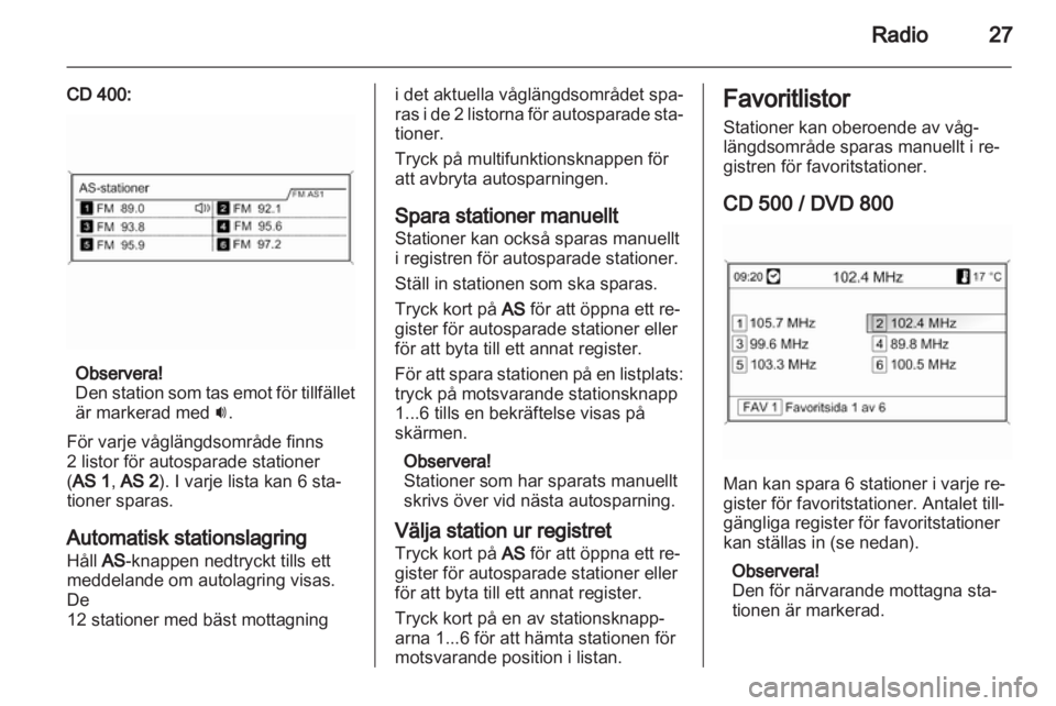 OPEL INSIGNIA 2011  Handbok för infotainmentsystem 