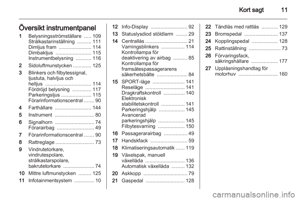 OPEL INSIGNIA 2011  Instruktionsbok 