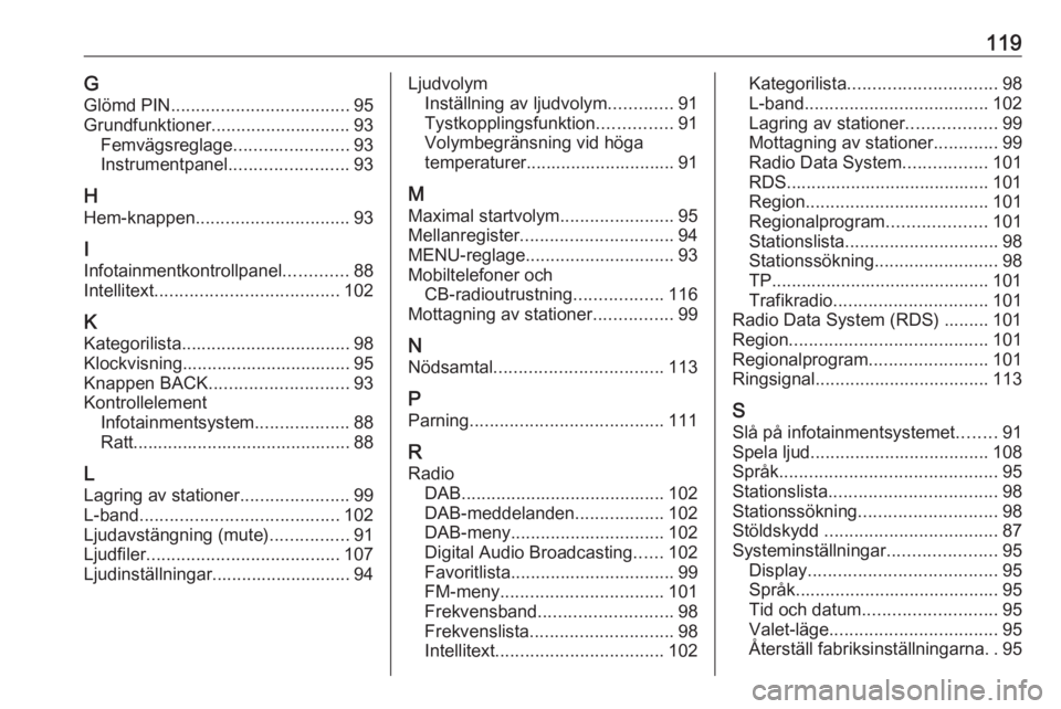 OPEL INSIGNIA 2017 Handbok för infotainmentsystem 119GGlömd PIN .................................... 95
Grundfunktioner ............................ 93
Femvägsreglage .......................93
Instrumentpanel ........................93
H
Hem-knappe OPEL INSIGNIA 2017 Handbok för infotainmentsystem 119GGlömd PIN .................................... 95
Grundfunktioner ............................ 93
Femvägsreglage .......................93
Instrumentpanel ........................93
H
Hem-knappe