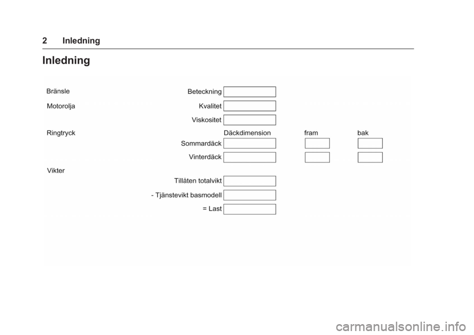 OPEL KARL 2016  Instruktionsbok OPEL Karl Owner Manual (GMK-Localizing-EU LHD-9231167) - 2016 - crc -
9/10/15
2 Inledning
Inledning 