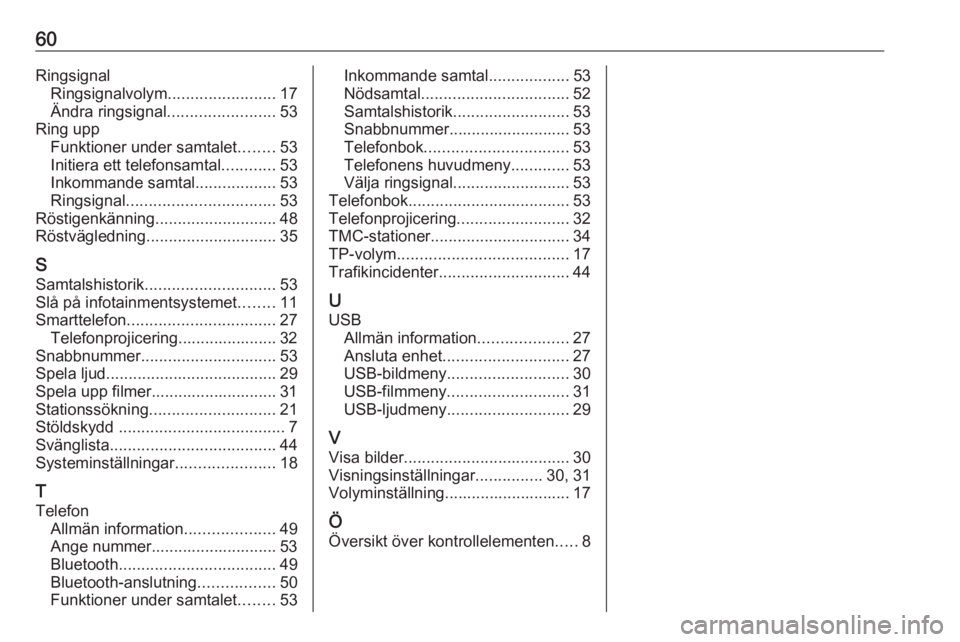 OPEL KARL 2017.5 Handbok för infotainmentsystem 60RingsignalRingsignalvolym ........................17
Ändra ringsignal ........................53
Ring upp Funktioner under samtalet ........53
Initiera ett telefonsamtal ............53
Inkommande s OPEL KARL 2017.5 Handbok för infotainmentsystem 60RingsignalRingsignalvolym ........................17
Ändra ringsignal ........................53
Ring upp Funktioner under samtalet ........53
Initiera ett telefonsamtal ............53
Inkommande s