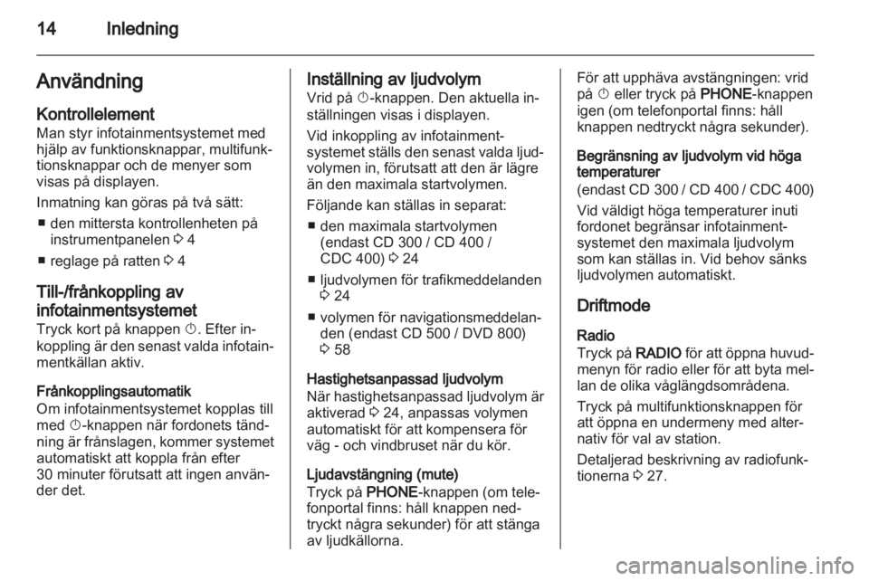 OPEL MERIVA 2011 Handbok för infotainmentsystem OPEL MERIVA 2011 Handbok för infotainmentsystem