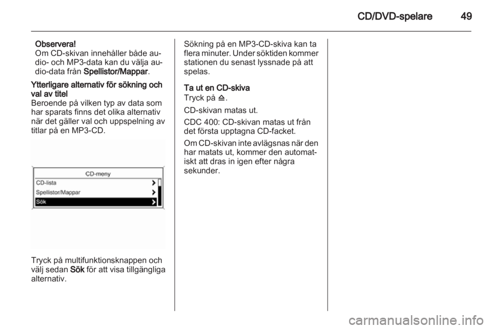 OPEL MERIVA 2011  Handbok för infotainmentsystem 