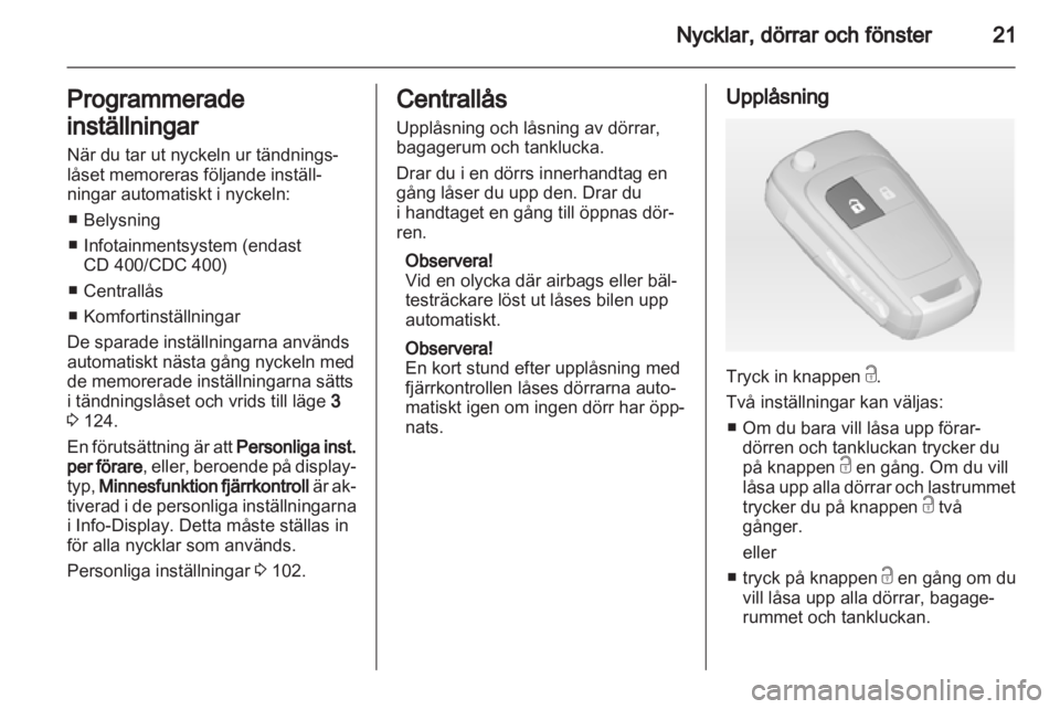 OPEL MERIVA 2011  Instruktionsbok 