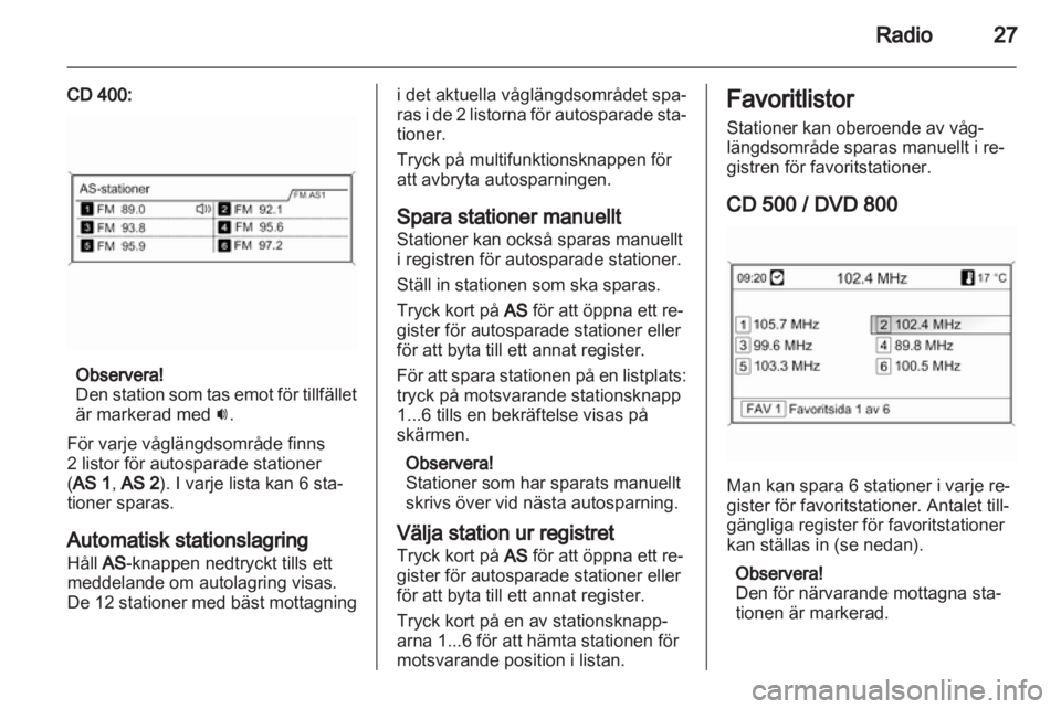 OPEL MERIVA 2011.25  Handbok för infotainmentsystem 