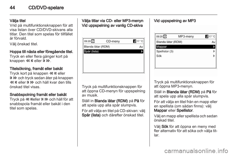 OPEL MERIVA 2011.5 Handbok för infotainmentsystem OPEL MERIVA 2011.5 Handbok för infotainmentsystem