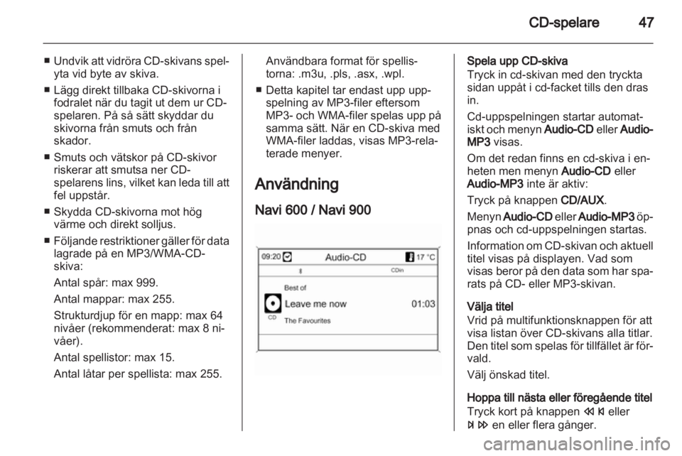 OPEL MERIVA 2012.5  Handbok för infotainmentsystem 