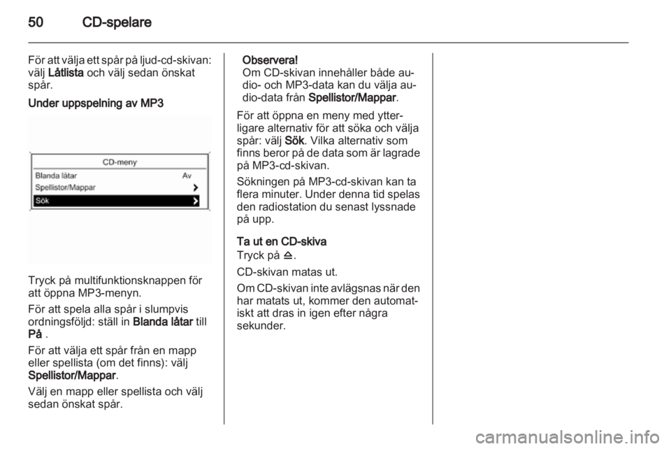 OPEL MERIVA 2012.5  Handbok för infotainmentsystem 